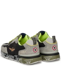 AERONAUTICA MILITARE - SNEAKERS MARRONE CHIARO, MARRONE SCURO, GRIGIA, NERA E GIALLO FLUO - 276CT3546-94653