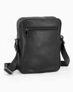 ALEX&CO - Borsello nero in VERA PELLE con doppia tasca frontale
