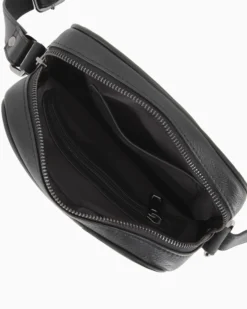 ALEX&CO - Borsello nero in VERA PELLE con doppia tasca frontale