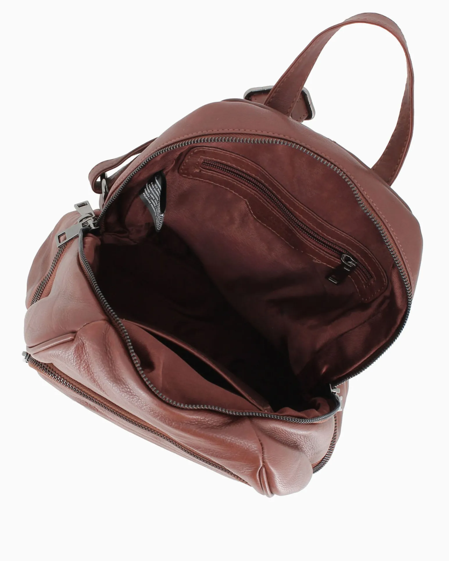 ALEX&CO - Zaino marrone in VERA PELLE con tasche frontali e laterali