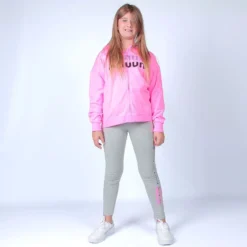 AMERICAN RAP - FELPA ROSA FULL ZIP CON CAPPUCCIO