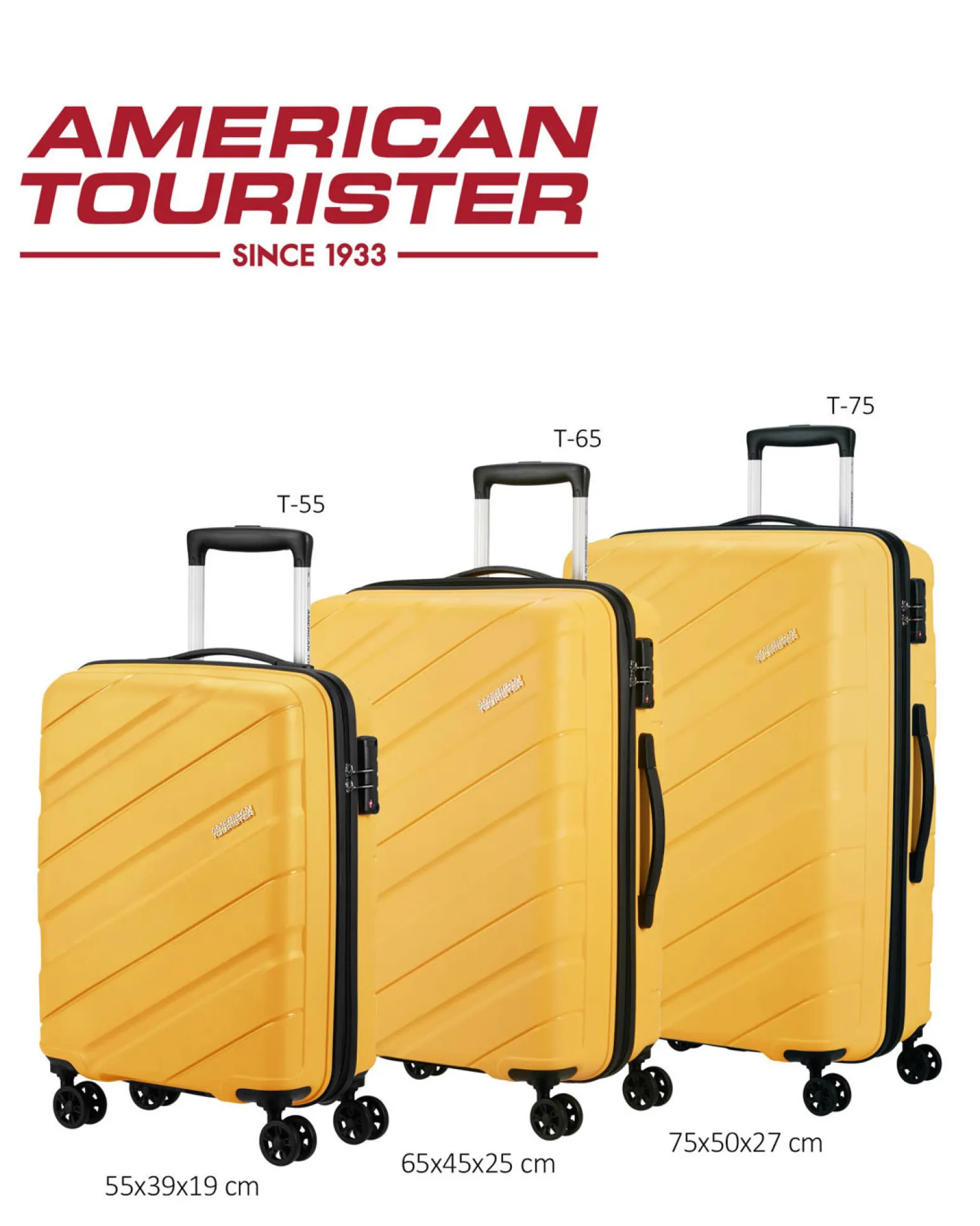 AMERICAN TOURISTER - TROLLEY GIALLO IN ABS 4 RUOTE CON COMBINAZIONE TSA