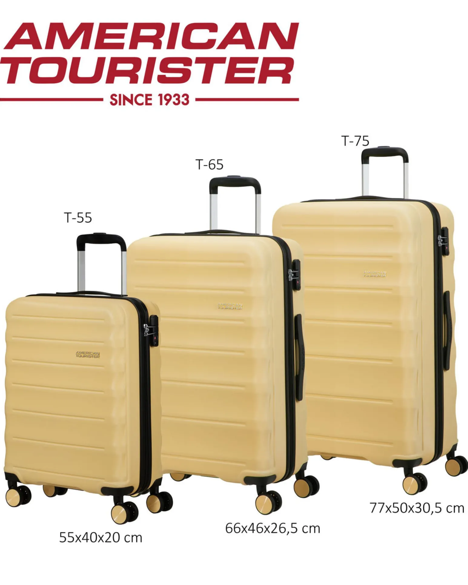 AMERICAN TOURISTER - TROLLEY GIALLO 4 RUOTE IN ABS CON COMBINAZIONE TSA