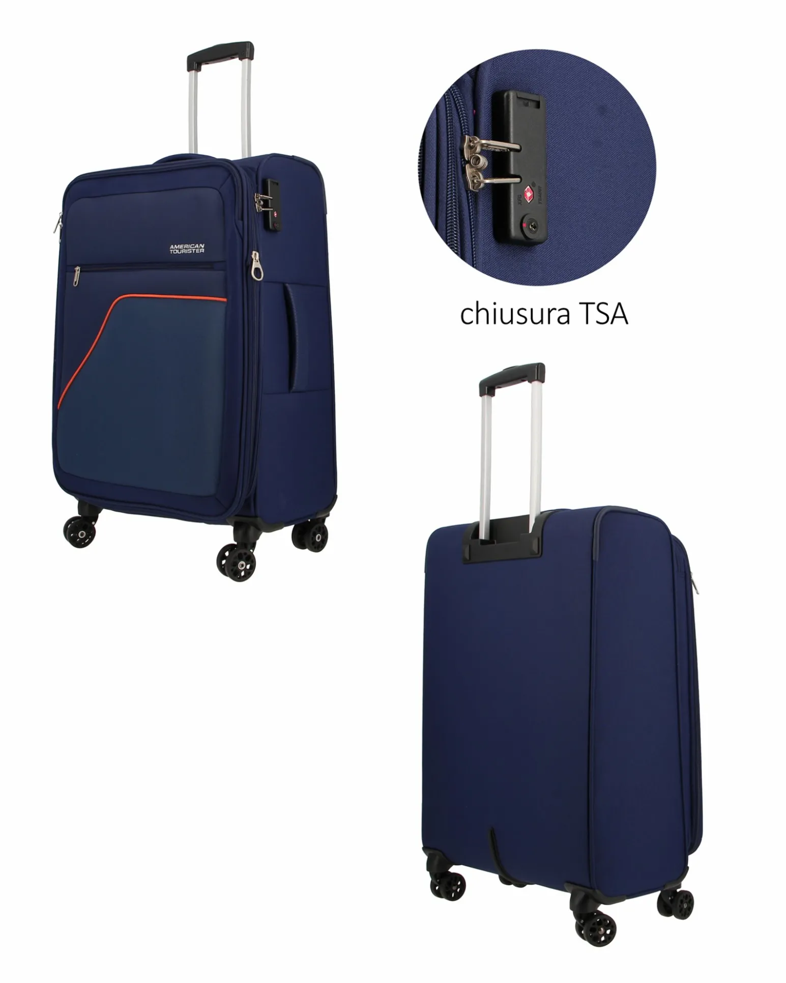 AMERICAN TOURISTER - TROLLEY MORBIDO 4 RUOTE CON COMBINAZIONE TSA