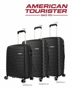 AMERICAN TOURISTER - TROLLEY NERO IN ABS 4 RUOTE CON COMBINAZIONE TSA