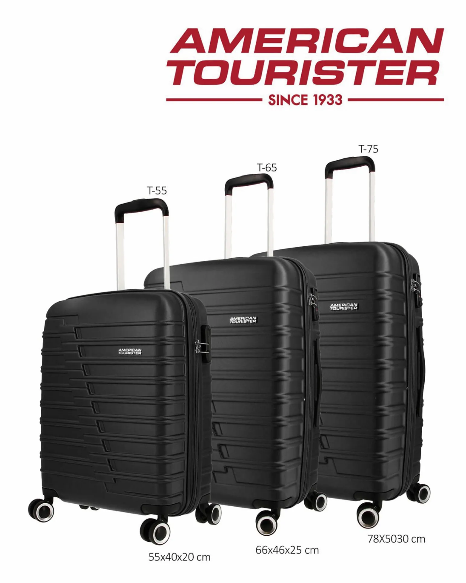 AMERICAN TOURISTER - TROLLEY NERO IN ABS 4 RUOTE CON COMBINAZIONE TSA