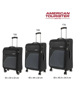 AMERICAN TOURISTER - TROLLEY NERO IN TESSUTO ESPANDIBILE CON LUCCHETTO TSA