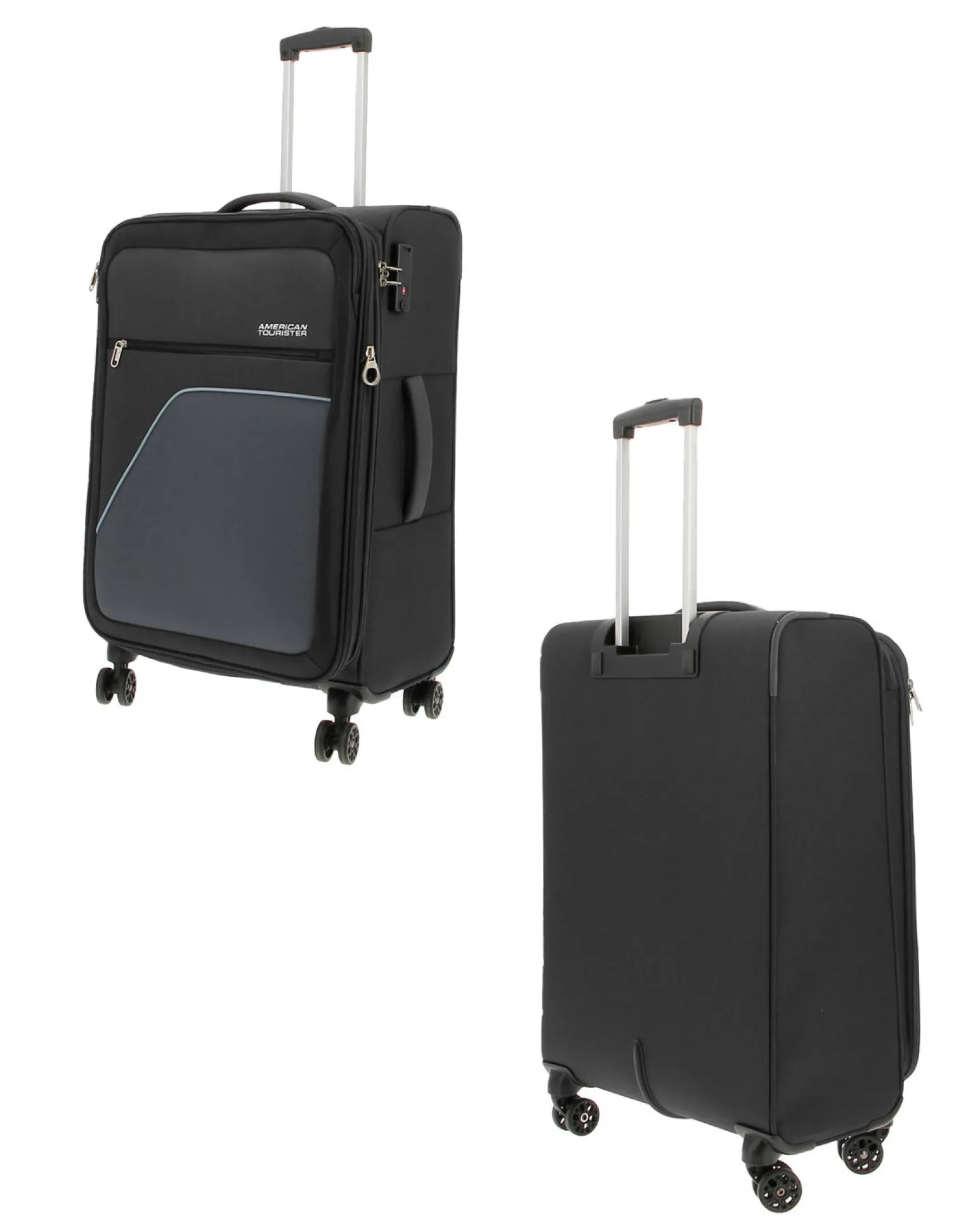 AMERICAN TOURISTER - TROLLEY NERO IN TESSUTO ESPANDIBILE CON LUCCHETTO TSA