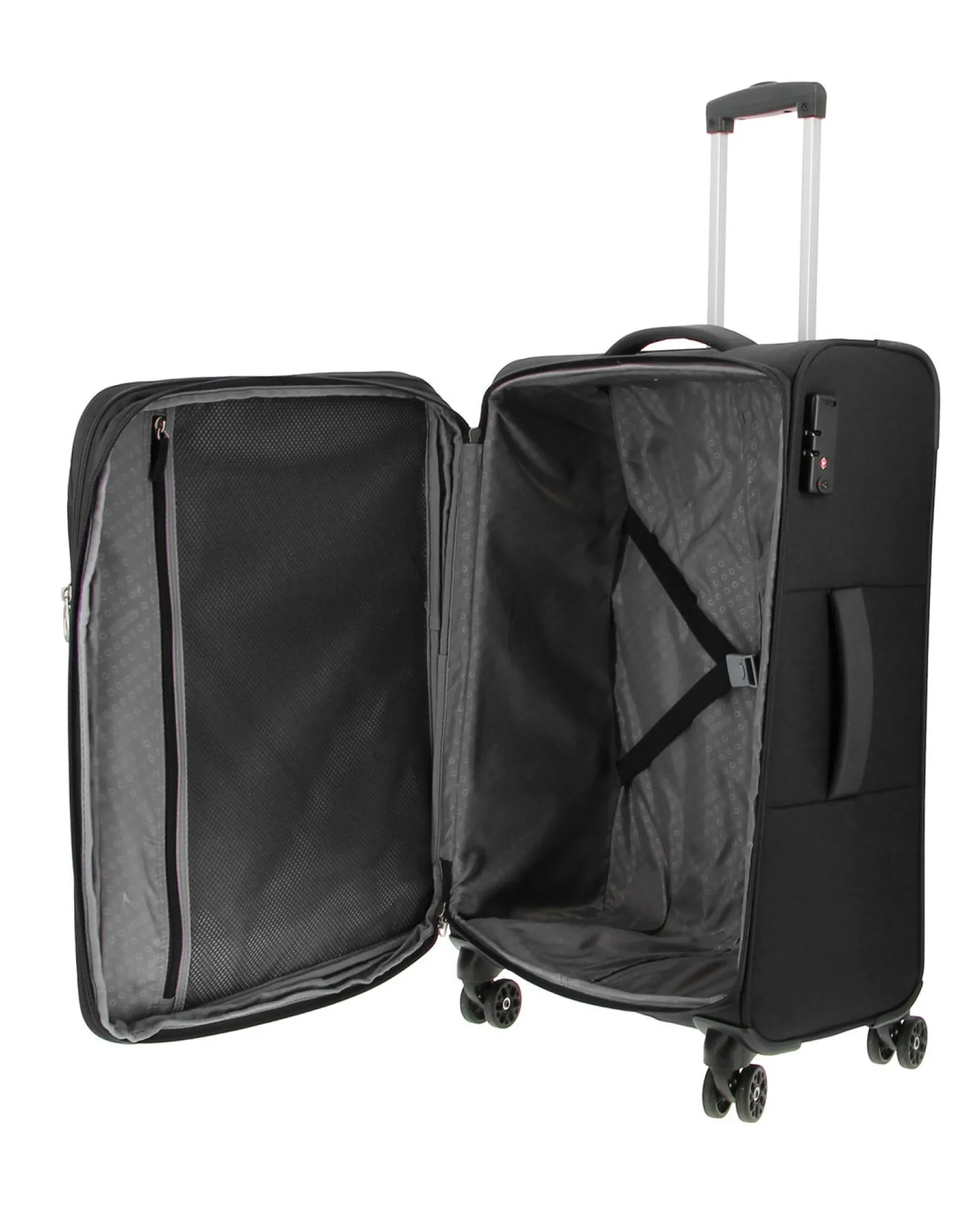 AMERICAN TOURISTER - TROLLEY NERO IN TESSUTO ESPANDIBILE CON LUCCHETTO TSA
