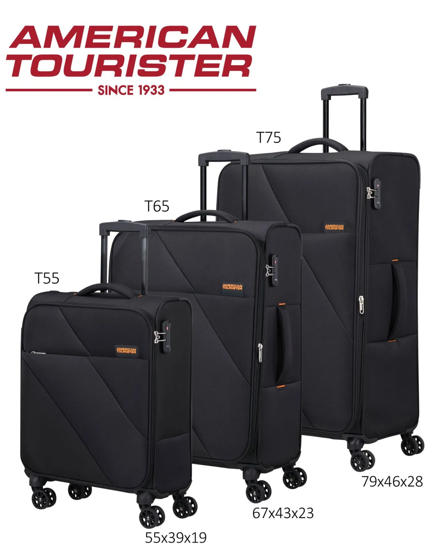 AMERICAN TOURISTER - TROLLEY NERO IN TESSUTO ESPANDIBILE CON LUCCHETTO TSA