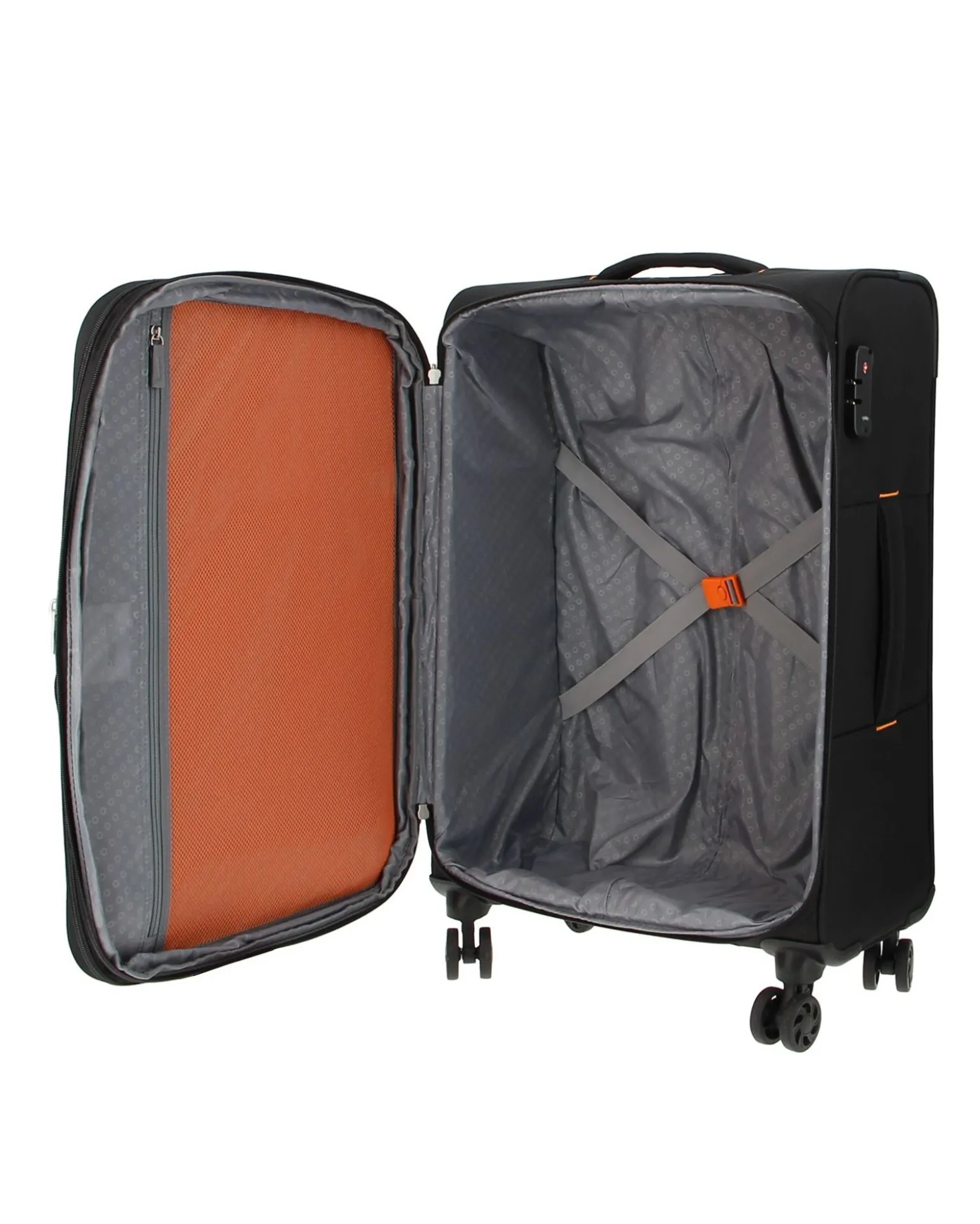 AMERICAN TOURISTER - TROLLEY NERO IN TESSUTO ESPANDIBILE CON LUCCHETTO TSA