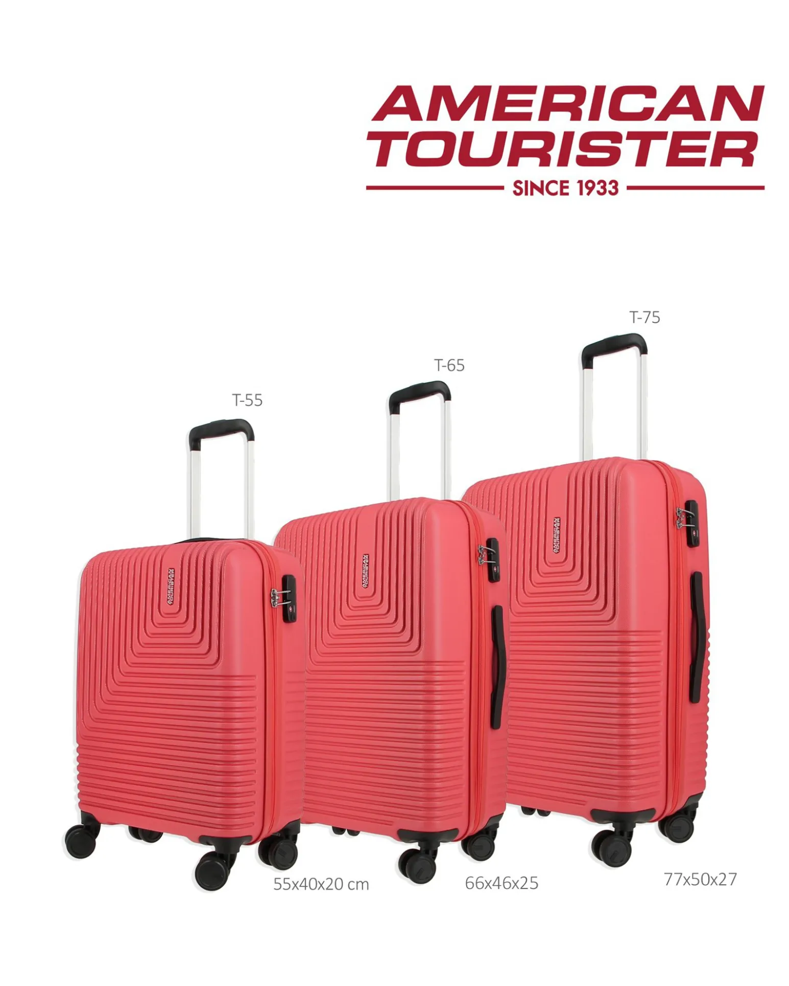 AMERICAN TOURISTER - TROLLEY ROSSO IN ABS 4 RUOTE CON COMBINAZIONE TSA