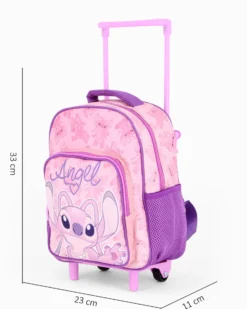 ANGEL - Zaino trolley digit premium rosa con tasche laterali