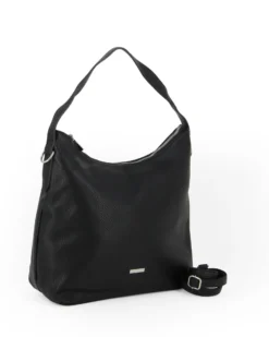 ANNES NICOLE - Borsa sacca nera con tasca posteriore, tracolla removibile