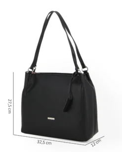 ANNES NICOLE - Borsa sacca nera con ciondolo removibile