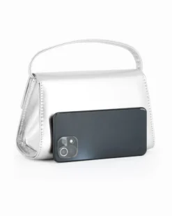 ANNES NICOLE - Pochette argento con cinturino in strass sulla patta e tracolla a catenina