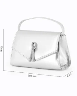 ANNES NICOLE - Pochette argento con cinturino in strass sulla patta e tracolla a catenina