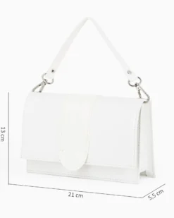 ANNES NICOLE - Pochette bianca con patta e tracolla a catenina