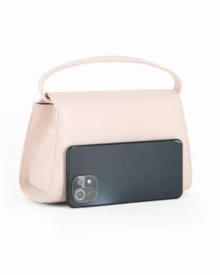 ANNES NICOLE - Pochette nude con cinturino in strass sulla patta e tracolla a catenina