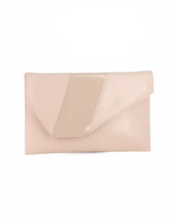 ANNES NICOLE - Pochette nude con inserto in vernice sulla patta, MADE IN ITALY