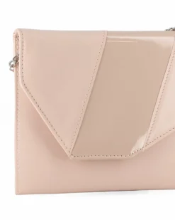 ANNES NICOLE - Pochette nude con inserto in vernice sulla patta, MADE IN ITALY