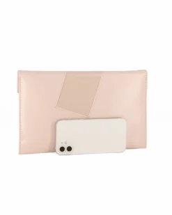 ANNES NICOLE - Pochette nude con inserto in vernice sulla patta, MADE IN ITALY
