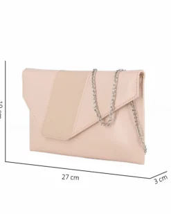 ANNES NICOLE - Pochette nude con inserto in vernice sulla patta, MADE IN ITALY