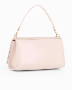 ANNES NICOLE - Pochette nude un manico con patta in vernice e chiusura a girello, MADE IN ITALY