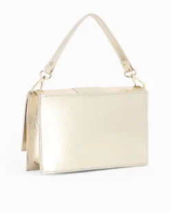 ANNES NICOLE - Pochette oro con patta e tracolla a catenina