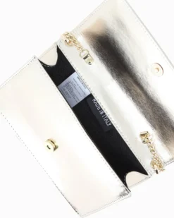 ANNES NICOLE - Pochette oro con patta e tracolla a catenina