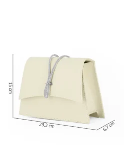 ANNES NICOLE - Pochette panna con cinturino in strass sulla patta, MADE IN ITALY