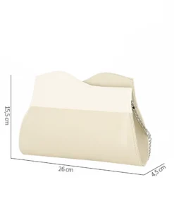 ANNES NICOLE - Pochette panna con bordo ondulato in vernice, MADE IN ITALY