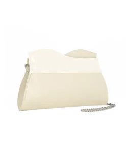 ANNES NICOLE - Pochette panna con bordo ondulato in vernice, MADE IN ITALY