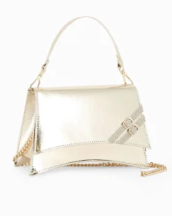 ANNES NICOLE - Pochette platino con dettaglio cinturini sulla patta e tracolla a catenina