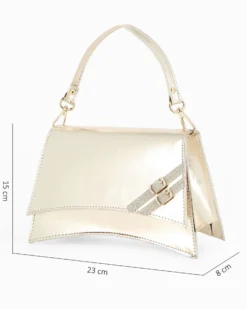 ANNES NICOLE - Pochette platino con dettaglio cinturini sulla patta e tracolla a catenina