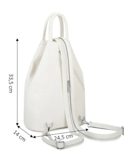 ANNES NICOLE - Zaino bianco due manici con doppia tasca frontale e spalline regolabili con zip