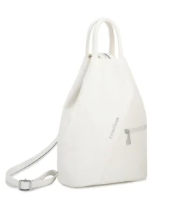 ANNES NICOLE - Zaino bianco due manici con doppia tasca frontale e spalline regolabili con zip