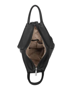 ANNES NICOLE - Zaino nero due manici con doppia tasca frontale e spalline regolabili con zip