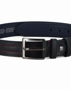 ARMATA DI MARE - Cinta blu con cuciture rosse e fodera in VERA PELLE