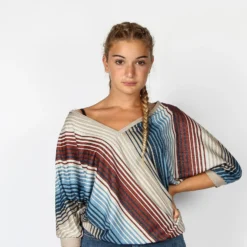 BACHATA - BLUSA MANICA 3/4 A RIGHE MULTICOLOR