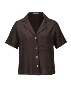 BACHATA - Camicia mezza manica con taschino marrone