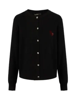 BACHATA - Cardigan manica lunga nero con bottoni da donna