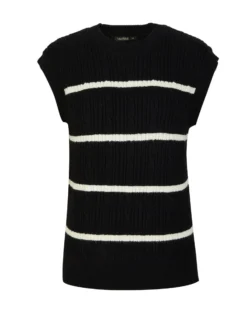 BACHATA - Gilet a maglia nero e panna da donna