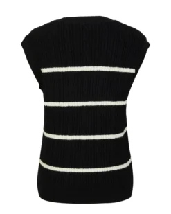 BACHATA - Gilet a maglia nero e panna da donna