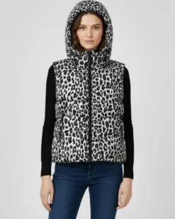 BACHATA - Gilet maculato imbottito con cappuccio