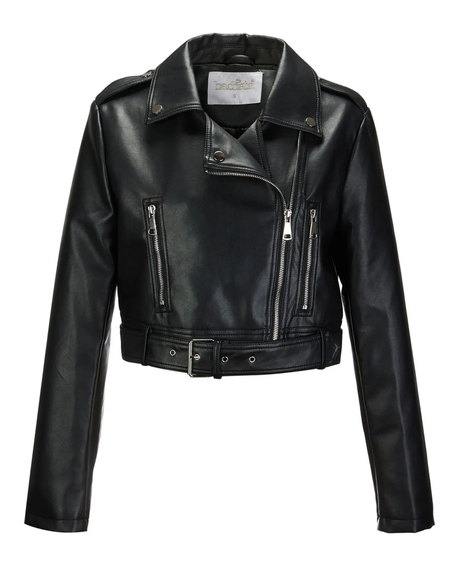 BACHATA - GIUBBINO BIKER NERO DA DONNA CON CINTURA