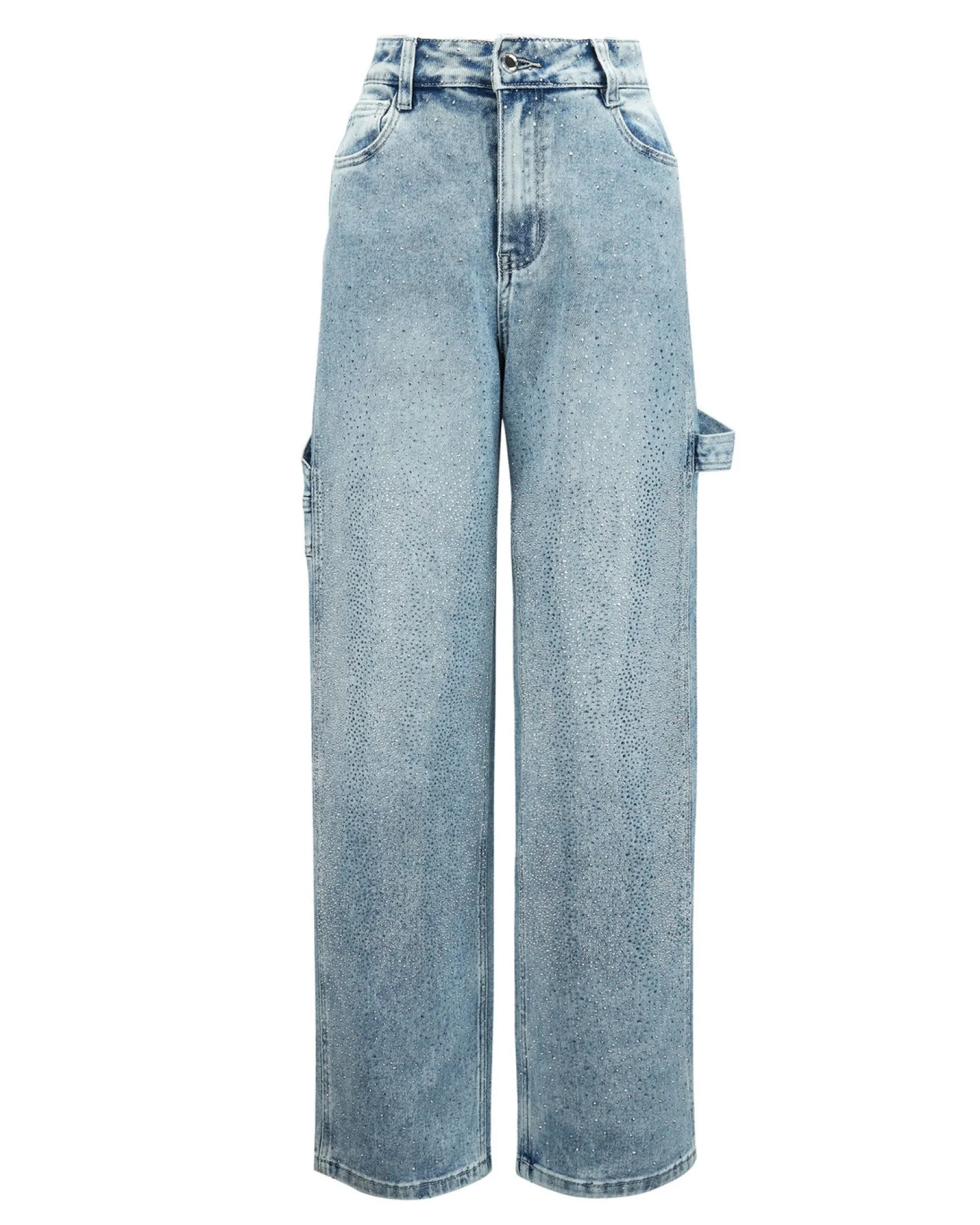BACHATA - Jeans balloon blu chiaro con strass