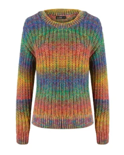 BACHATA - Maglia manica lunga arcobaleno lavorato a maglia da donna