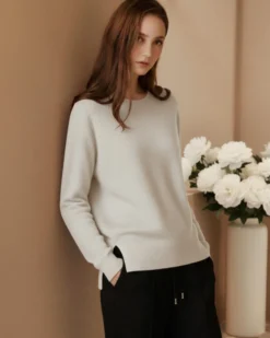 BACHATA - Maglia manica lunga beige da donna con paillettes