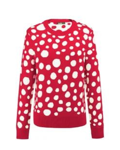 BACHATA - Maglia pullover rossa con pois bianchi
